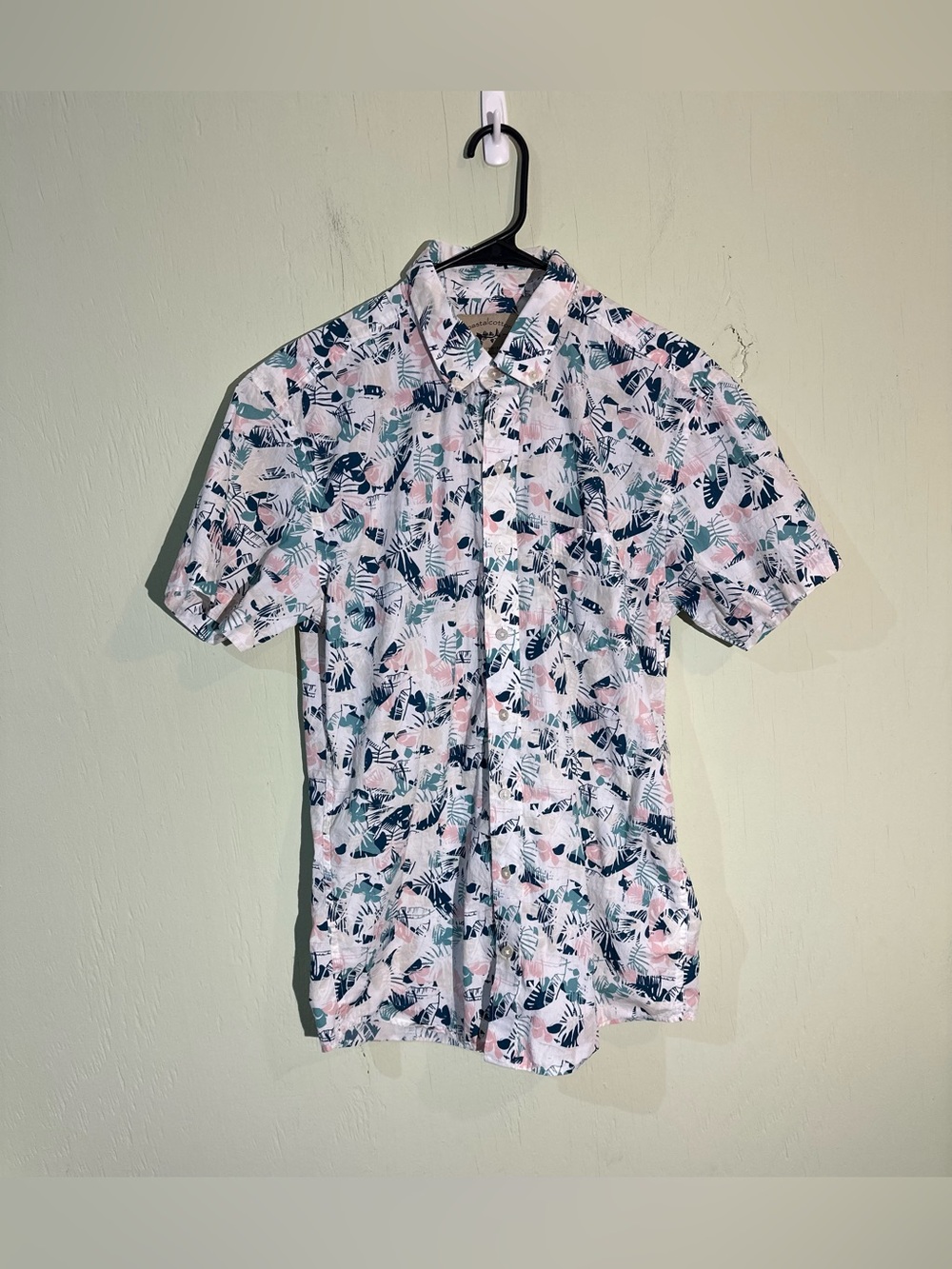 Coastal cotton cotton island palms sport leaf vacation Hawaiian button up M